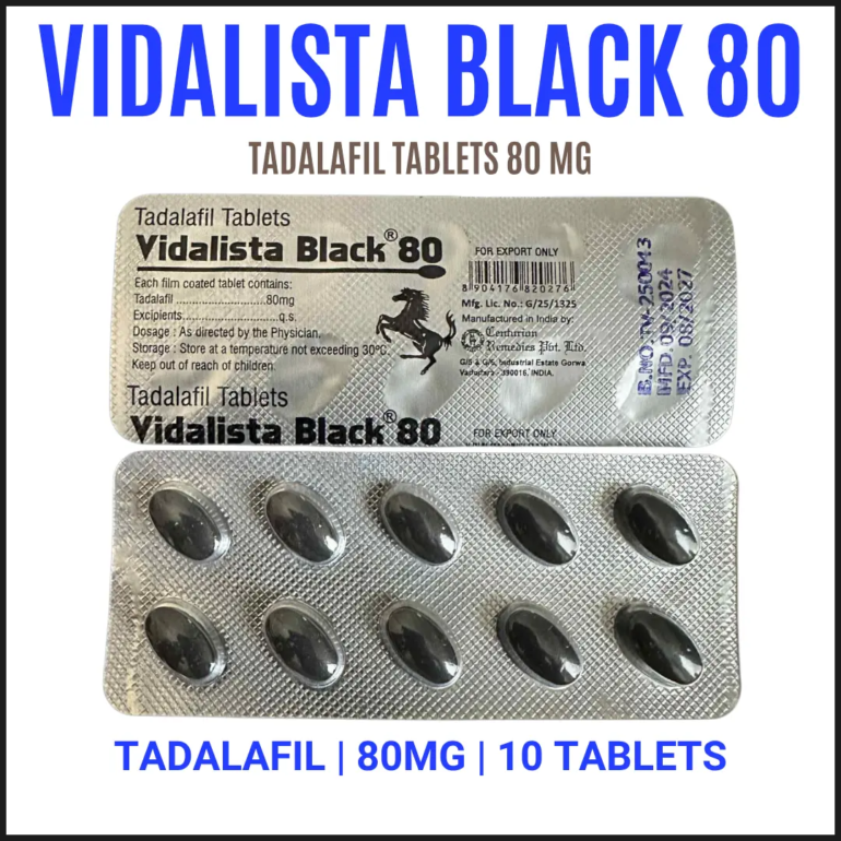 Buy Vidalista Black 80mg online – the most powerful Tadalafil tablet for severe erectile dysfunction. Long-lasting effects up to 36 hours. Safe & discreet shipping.