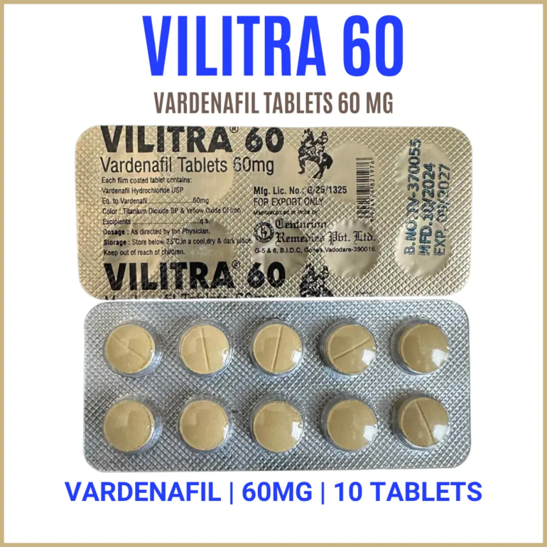 Buy Vilitra 60mg online – strong Vardenafil tablets to treat erectile dysfunction (ED) in men. Rapid action, long duration, discreet shipping. FDA-compliant standards.